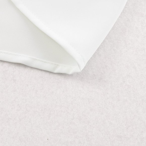 White Crew Neck Gathered Stretch Cuff Shirt - Picture 9 of 9